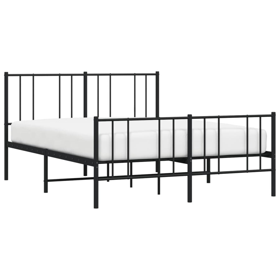 Bedframe Met Hoofd- En Voeteneinde Metaal 140 x 190 cm Zwart met hoofdbord & voetbord