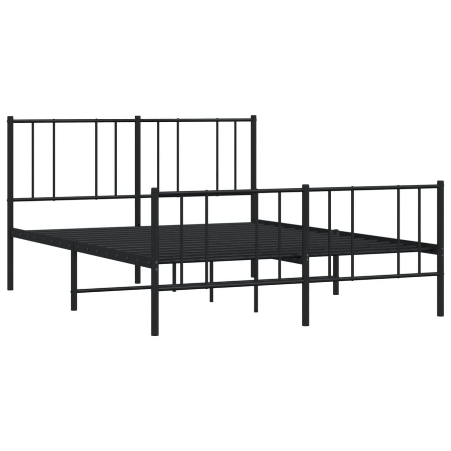 Bedframe Met Hoofd- En Voeteneinde Metaal 140 x 190 cm Zwart met hoofdbord & voetbord