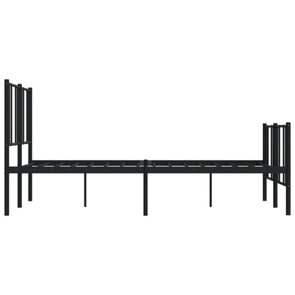 Bedframe Met Hoofd- En Voeteneinde Metaal 140 x 190 cm Zwart met hoofdbord & voetbord