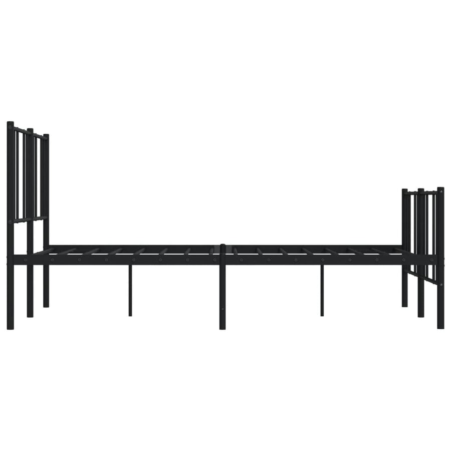 Bedframe Met Hoofd- En Voeteneinde Metaal 140 x 190 cm Zwart met hoofdbord & voetbord