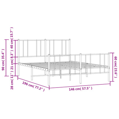 Bedframe Met Hoofd- En Voeteneinde Metaal 140 x 190 cm Zwart met hoofdbord & voetbord