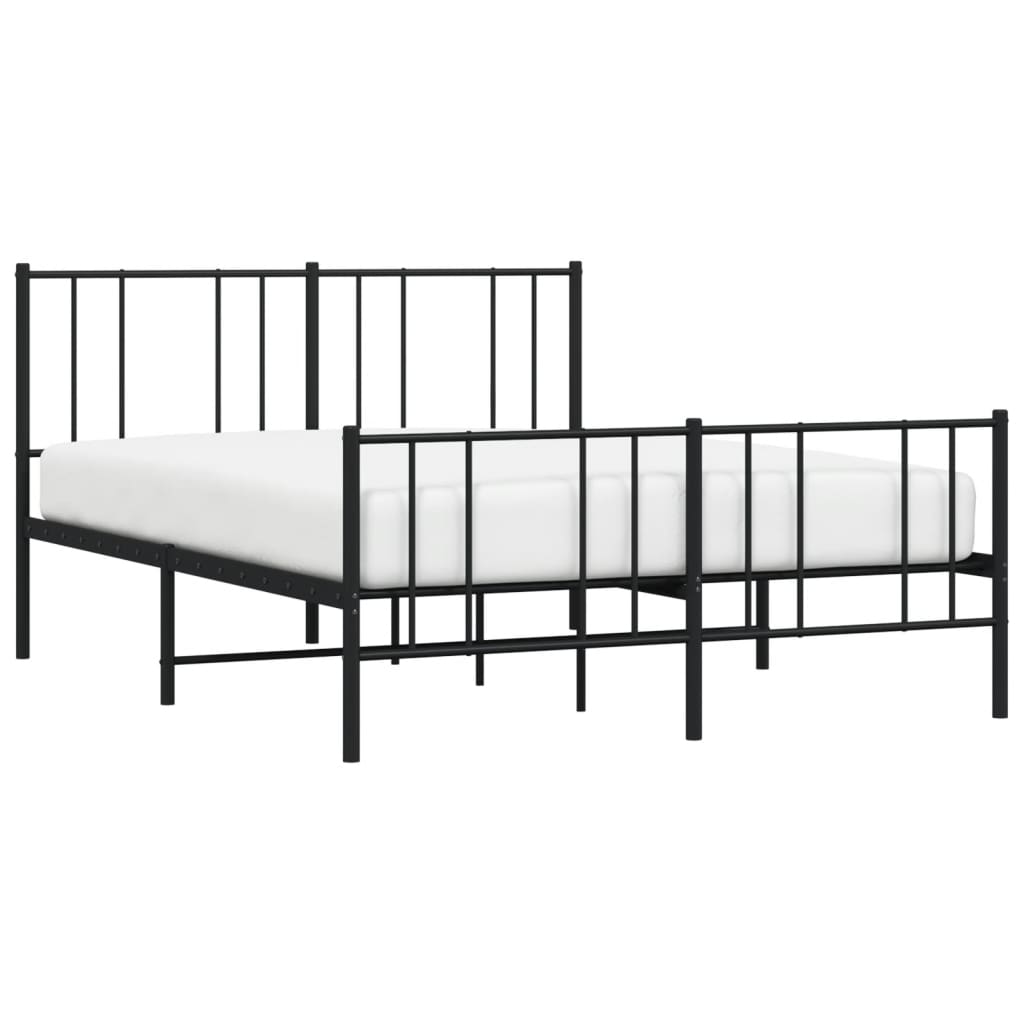 Bedframe Met Hoofd- En Voeteneinde Metaal 140 x 200 cm Zwart met hoofdbord & voetbord