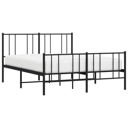 Bedframe Met Hoofd- En Voeteneinde Metaal 140 x 200 cm Zwart met hoofdbord & voetbord
