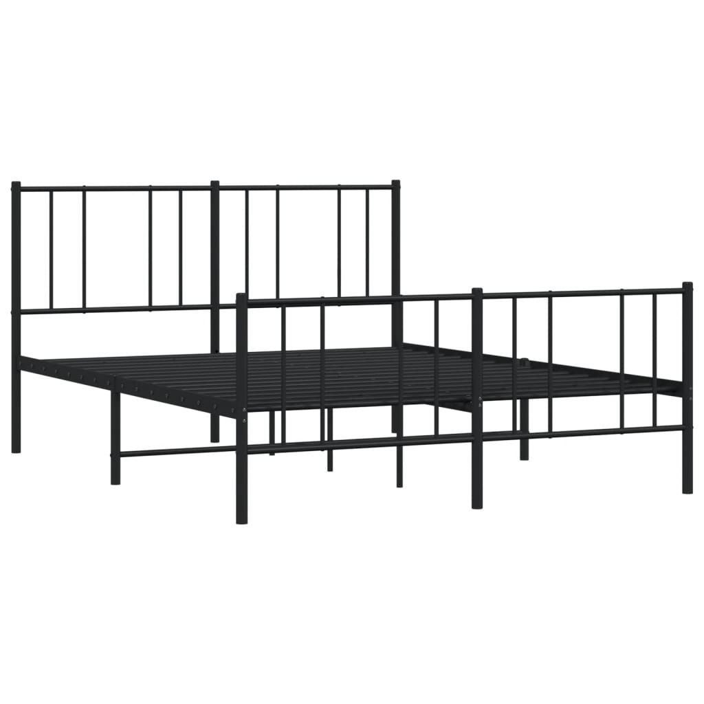 Bedframe Met Hoofd- En Voeteneinde Metaal 140 x 200 cm Zwart met hoofdbord & voetbord