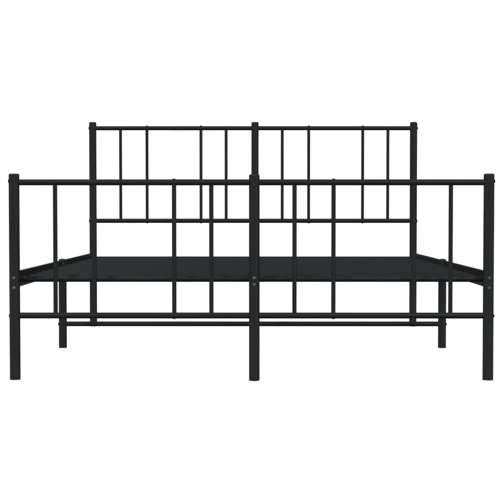 Bedframe Met Hoofd- En Voeteneinde Metaal 140 x 200 cm Zwart met hoofdbord & voetbord