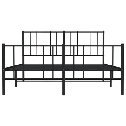 Bedframe Met Hoofd- En Voeteneinde Metaal 140 x 200 cm Zwart met hoofdbord & voetbord