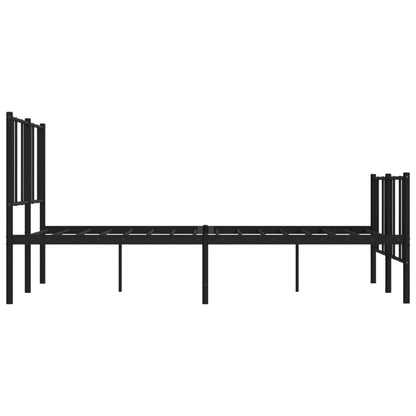 Bedframe Met Hoofd- En Voeteneinde Metaal 140 x 200 cm Zwart met hoofdbord & voetbord
