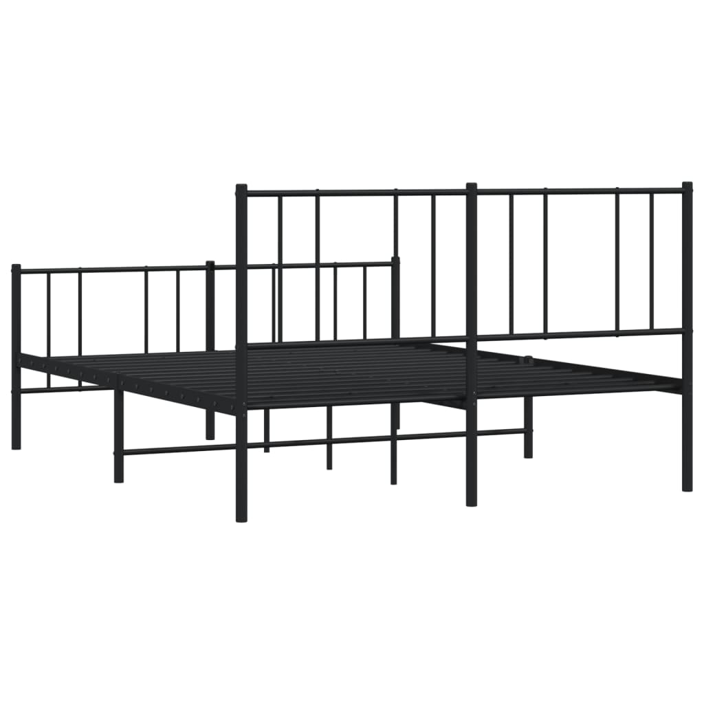 Bedframe Met Hoofd- En Voeteneinde Metaal 140 x 200 cm Zwart met hoofdbord & voetbord