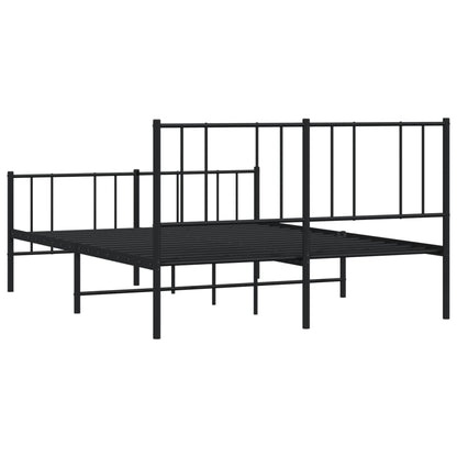Bedframe Met Hoofd- En Voeteneinde Metaal 140 x 200 cm Zwart met hoofdbord & voetbord