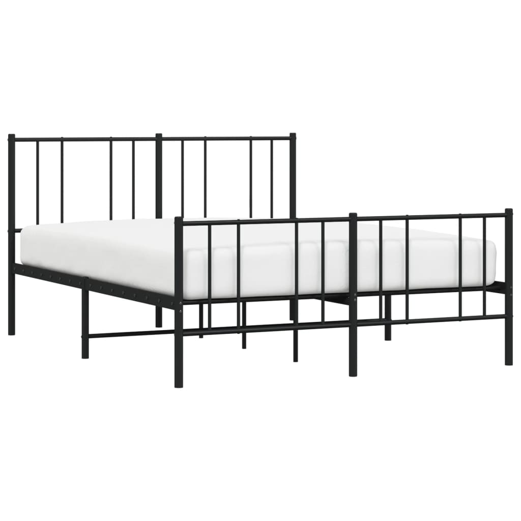 Bedframe Met Hoofd- En Voeteneinde Metaal 150 x 200 cm Zwart met hoofdbord & voetbord