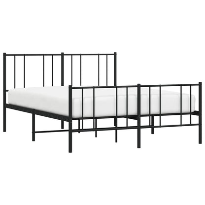 Bedframe Met Hoofd- En Voeteneinde Metaal 150 x 200 cm Zwart met hoofdbord & voetbord