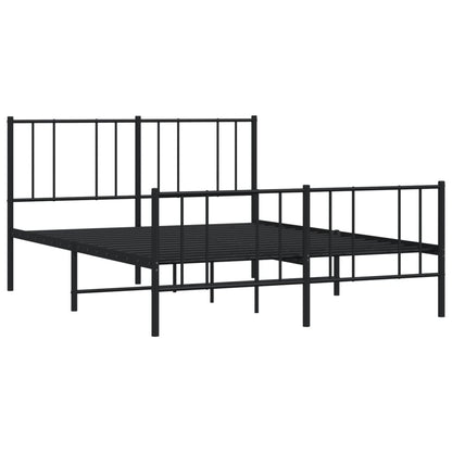 Bedframe Met Hoofd- En Voeteneinde Metaal 150 x 200 cm Zwart met hoofdbord & voetbord