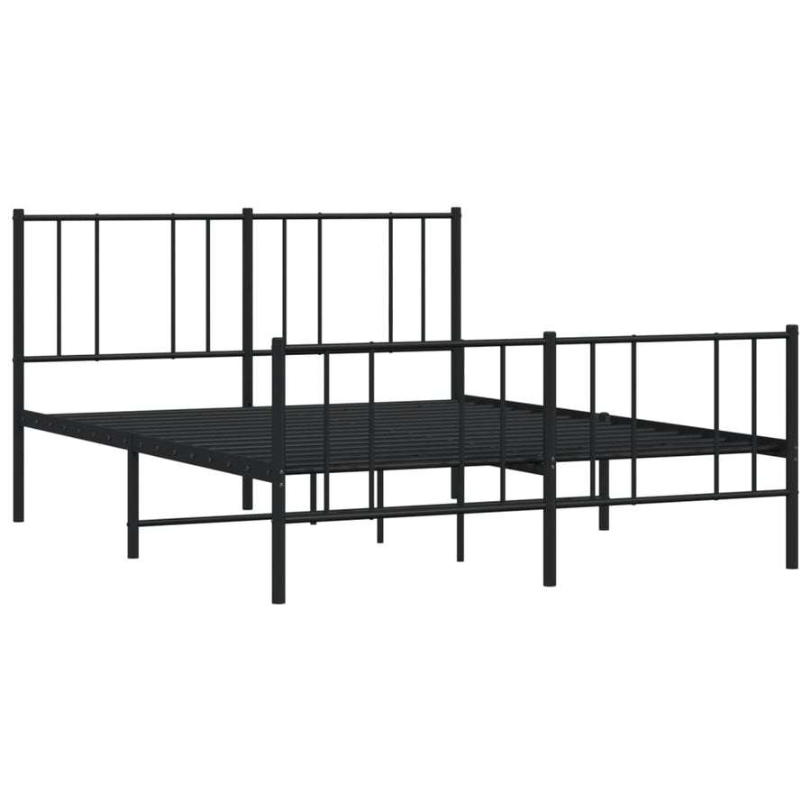 Bedframe Met Hoofd- En Voeteneinde Metaal 150 x 200 cm Zwart met hoofdbord & voetbord