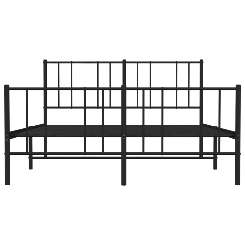 Bedframe Met Hoofd- En Voeteneinde Metaal 150 x 200 cm Zwart met hoofdbord & voetbord