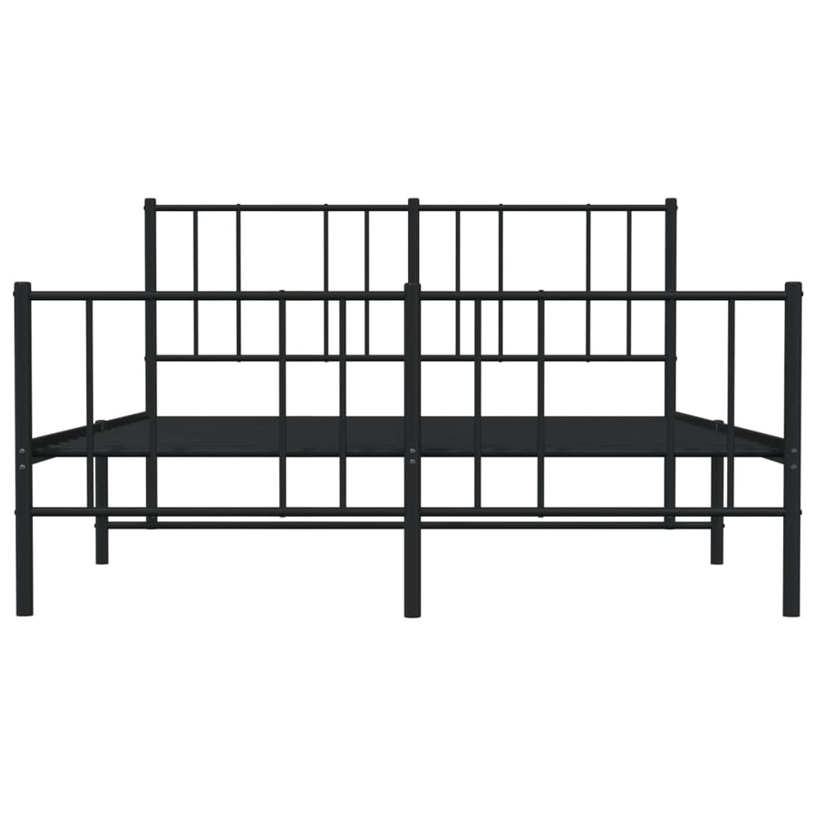 Bedframe Met Hoofd- En Voeteneinde Metaal 150 x 200 cm Zwart met hoofdbord & voetbord