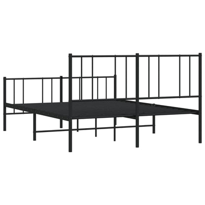 Bedframe Met Hoofd- En Voeteneinde Metaal 150 x 200 cm Zwart met hoofdbord & voetbord