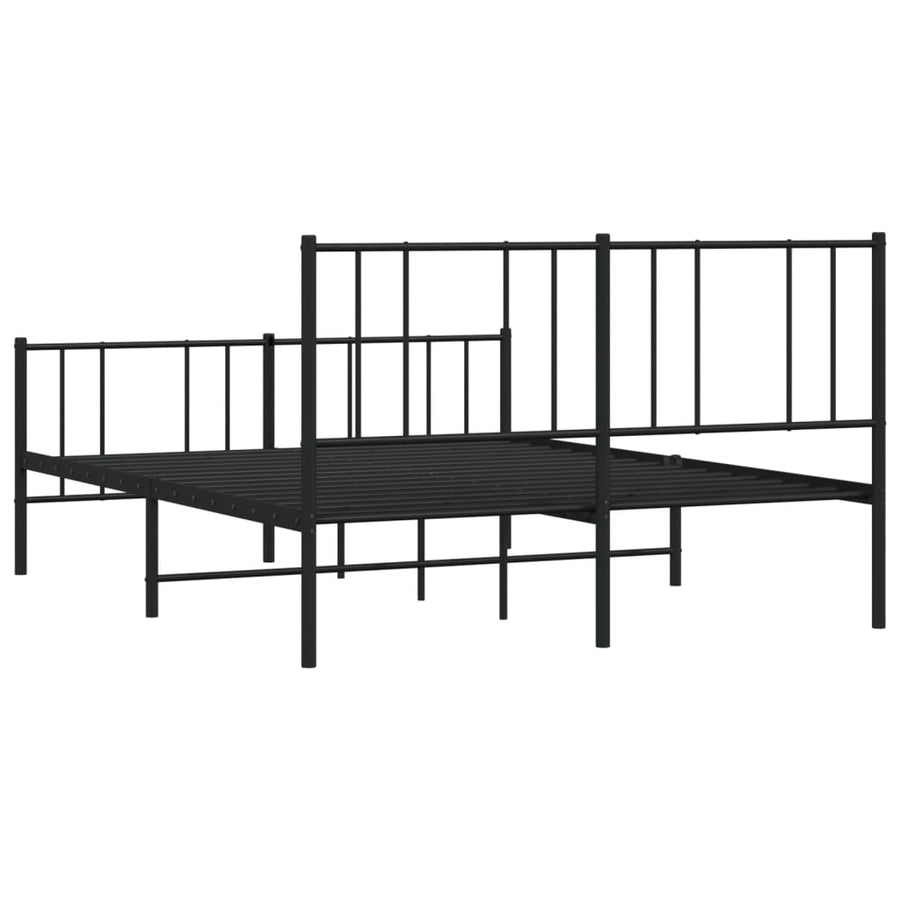 Bedframe Met Hoofd- En Voeteneinde Metaal 150 x 200 cm Zwart met hoofdbord & voetbord