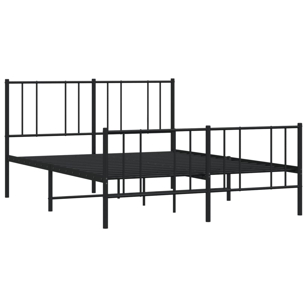 Bedframe Met Hoofd- En Voeteneinde Metaal 160 x 200 cm Zwart met hoofdbord & voetbord