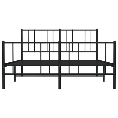 Bedframe Met Hoofd- En Voeteneinde Metaal 160 x 200 cm Zwart met hoofdbord & voetbord