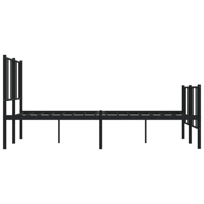 Bedframe Met Hoofd- En Voeteneinde Metaal 160 x 200 cm Zwart met hoofdbord & voetbord