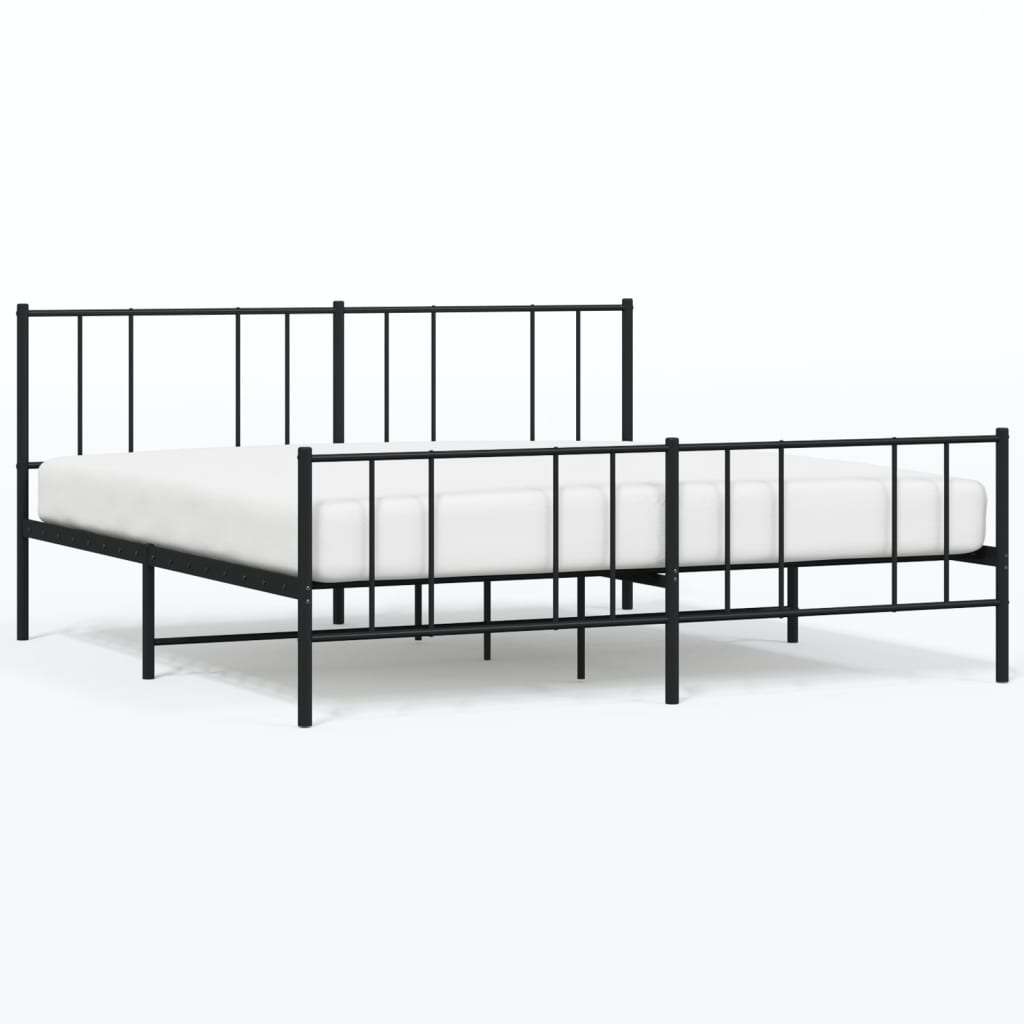 Bedframe Met Hoofd- En Voeteneinde Metaal 180 x 200 cm Zwart met hoofdbord & voetbord