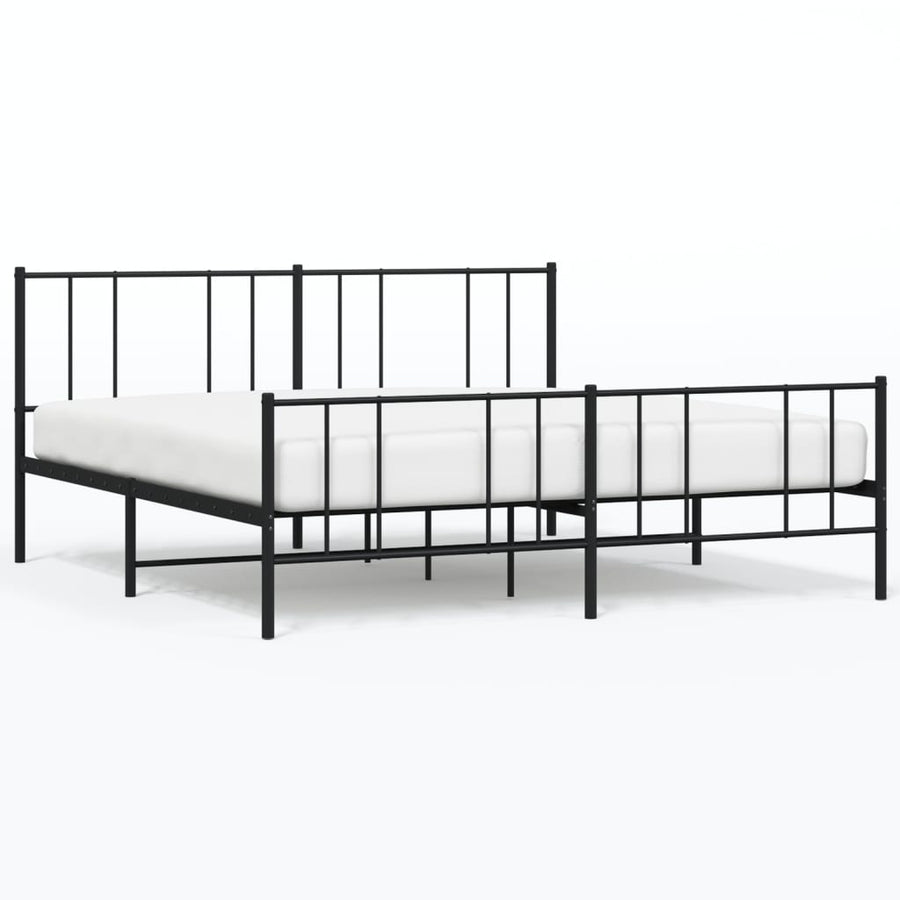 Bedframe Met Hoofd- En Voeteneinde Metaal 180 x 200 cm Zwart met hoofdbord & voetbord