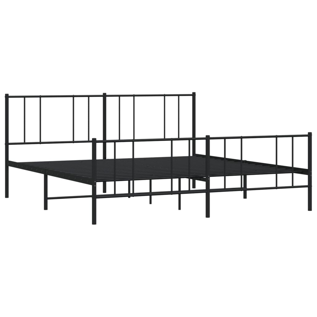 Bedframe Met Hoofd- En Voeteneinde Metaal 180 x 200 cm Zwart met hoofdbord & voetbord