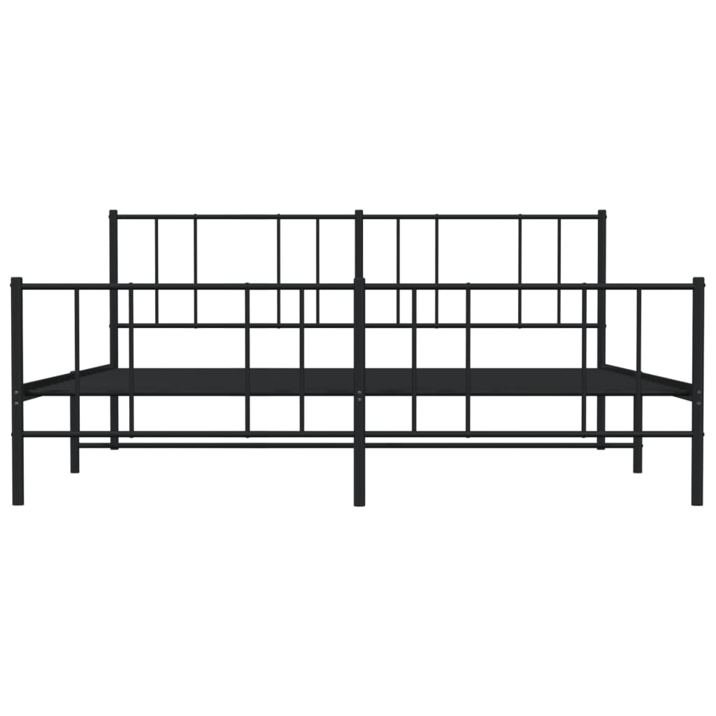Bedframe Met Hoofd- En Voeteneinde Metaal 180 x 200 cm Zwart met hoofdbord & voetbord