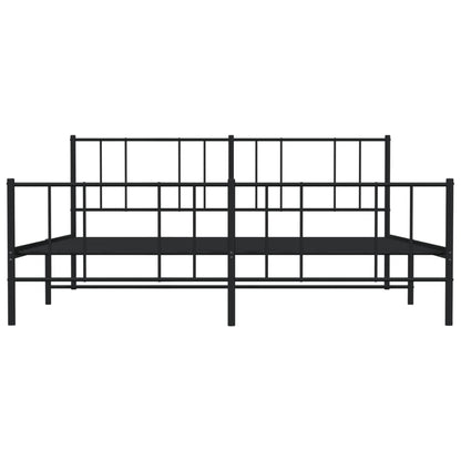 Bedframe Met Hoofd- En Voeteneinde Metaal 180 x 200 cm Zwart met hoofdbord & voetbord
