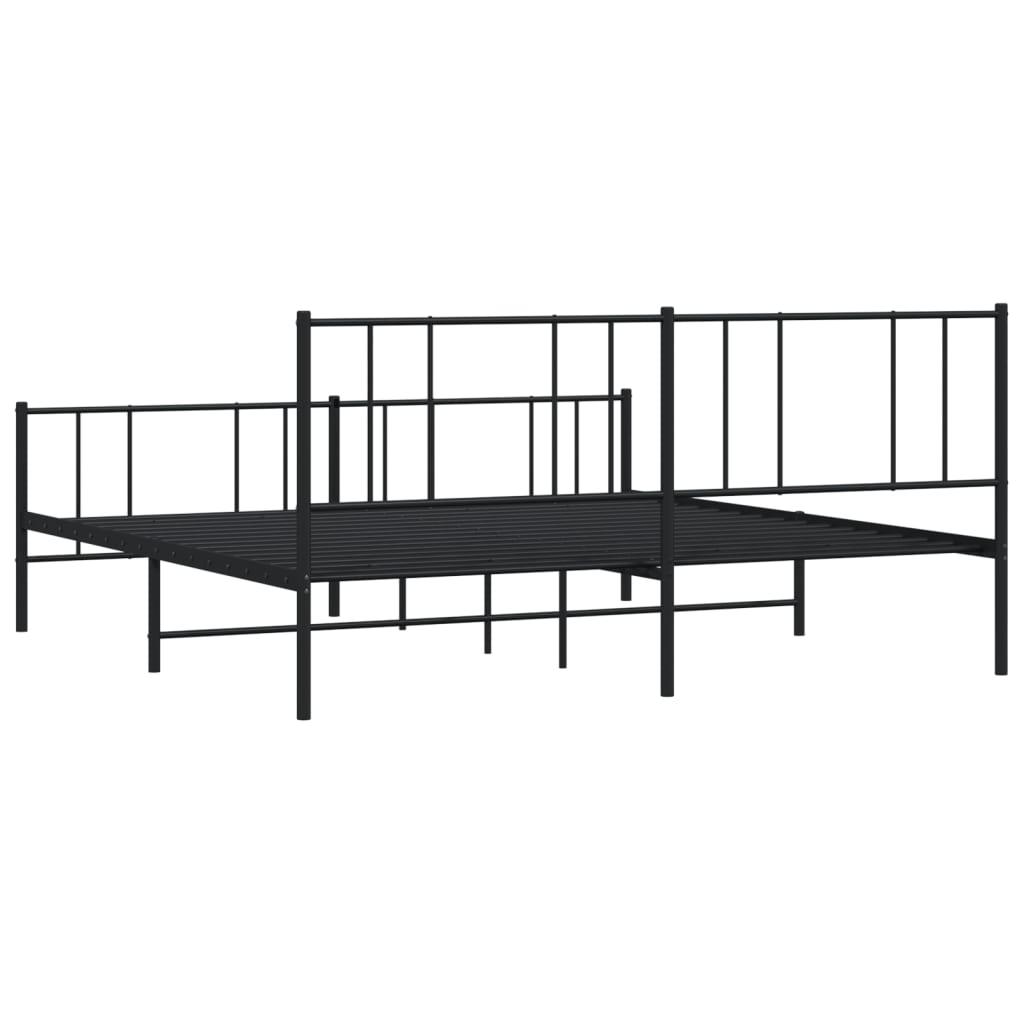 Bedframe Met Hoofd- En Voeteneinde Metaal 180 x 200 cm Zwart met hoofdbord & voetbord