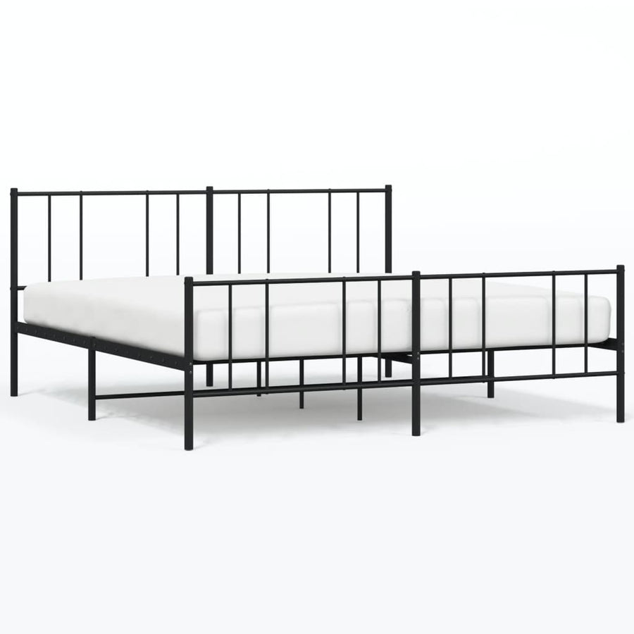 Bedframe Met Hoofd- En Voeteneinde Metaal 183 x 213 cm Zwart met hoofdbord & voetbord