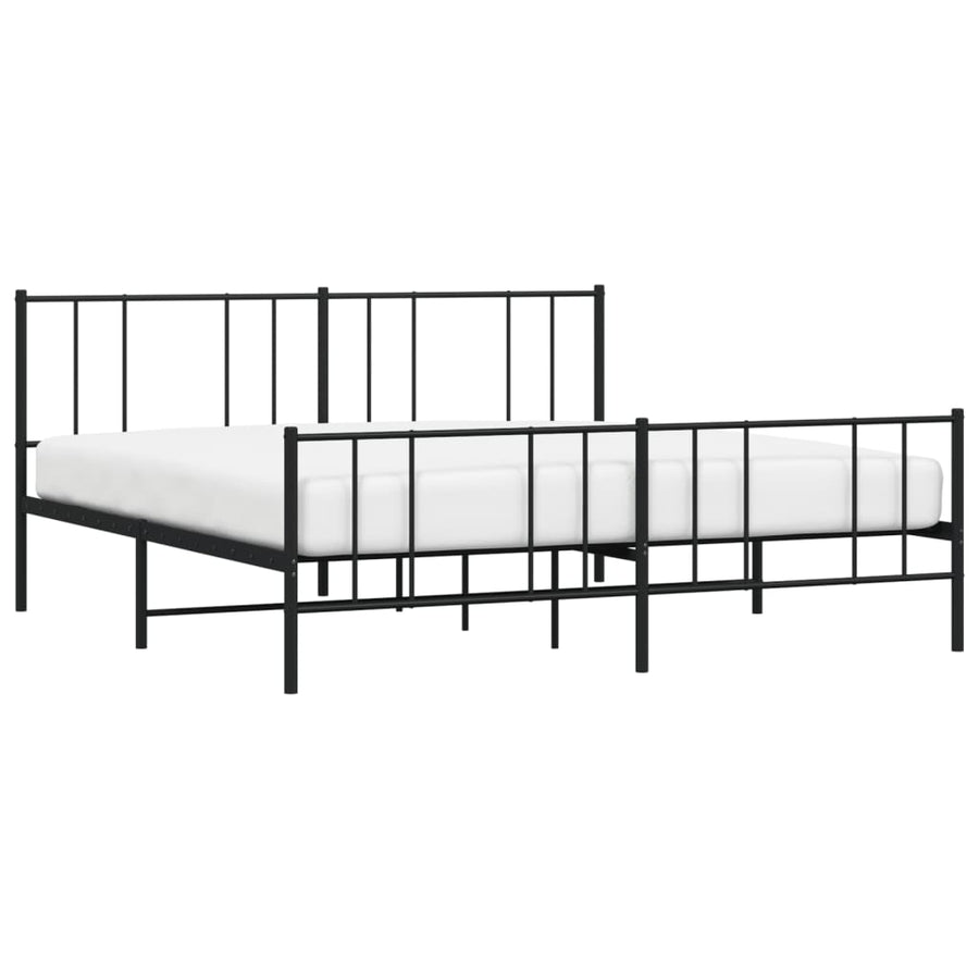 Bedframe Met Hoofd- En Voeteneinde Metaal 183 x 213 cm Zwart met hoofdbord & voetbord
