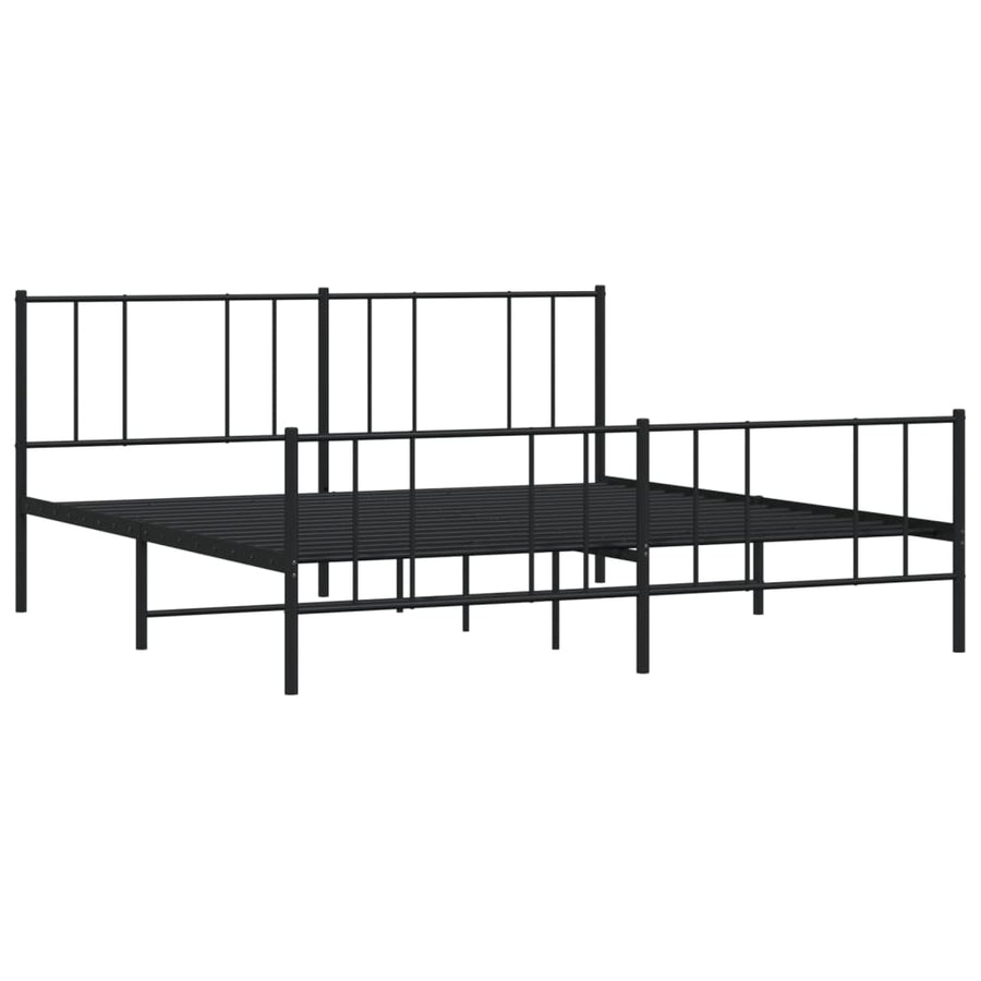 Bedframe Met Hoofd- En Voeteneinde Metaal 183 x 213 cm Zwart met hoofdbord & voetbord