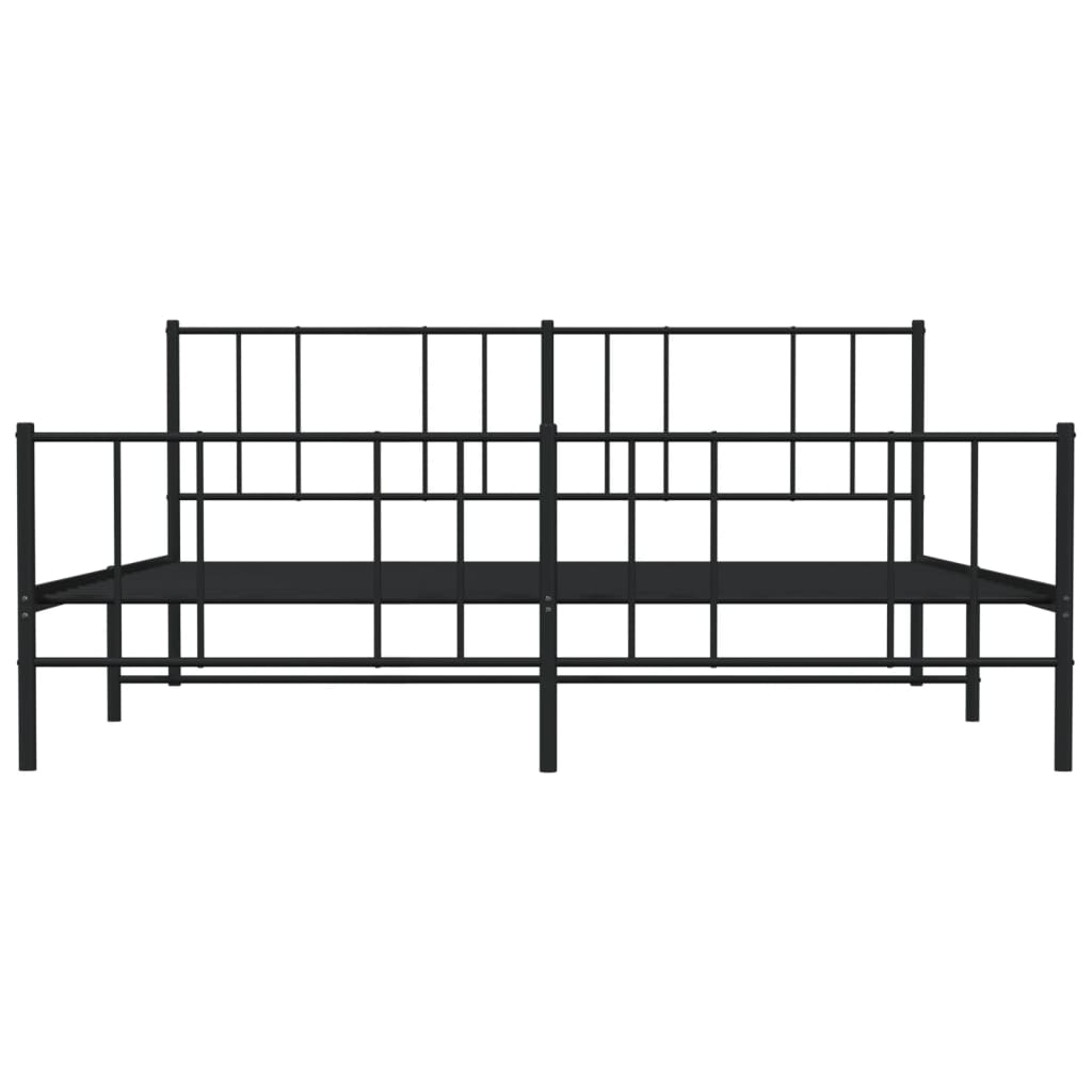 Bedframe Met Hoofd- En Voeteneinde Metaal 183 x 213 cm Zwart met hoofdbord & voetbord