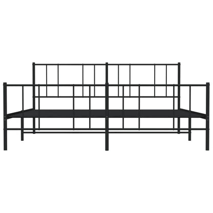 Bedframe Met Hoofd- En Voeteneinde Metaal 183 x 213 cm Zwart met hoofdbord & voetbord
