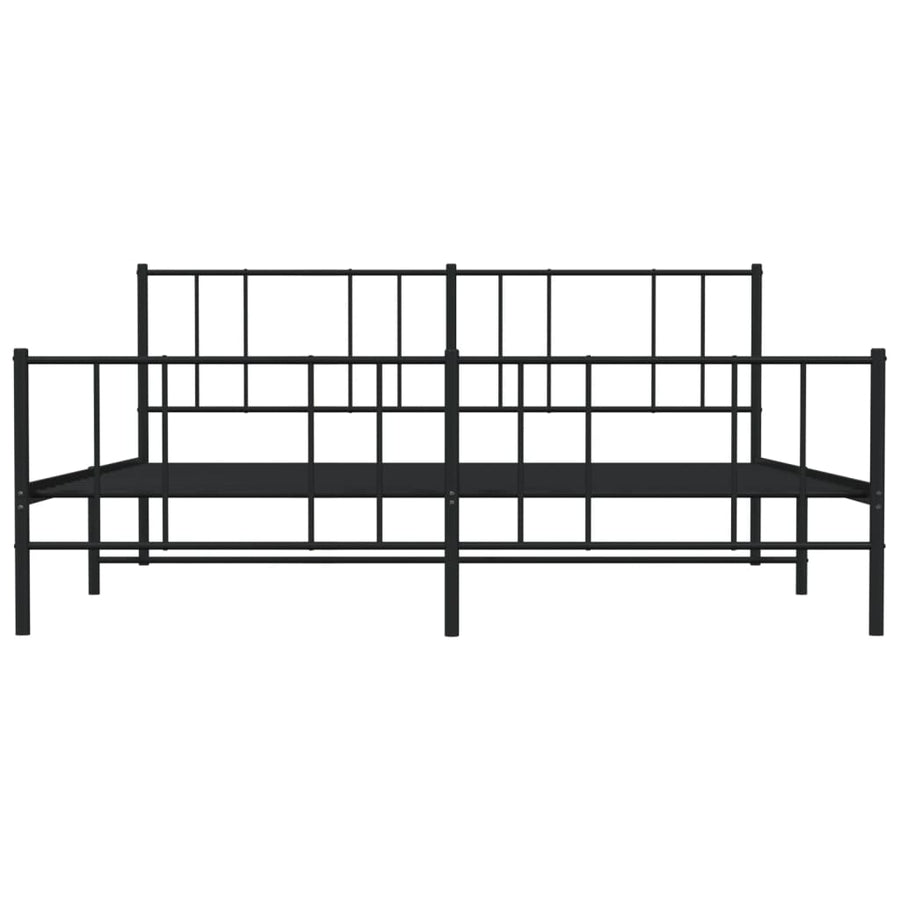 Bedframe Met Hoofd- En Voeteneinde Metaal 183 x 213 cm Zwart met hoofdbord & voetbord