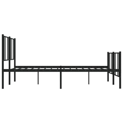 Bedframe Met Hoofd- En Voeteneinde Metaal 183 x 213 cm Zwart met hoofdbord & voetbord