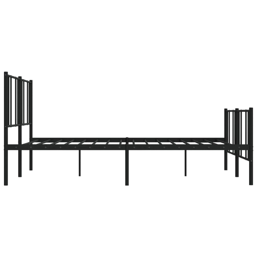 Bedframe Met Hoofd- En Voeteneinde Metaal 183 x 213 cm Zwart met hoofdbord & voetbord