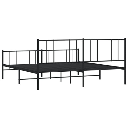 Bedframe Met Hoofd- En Voeteneinde Metaal 183 x 213 cm Zwart met hoofdbord & voetbord