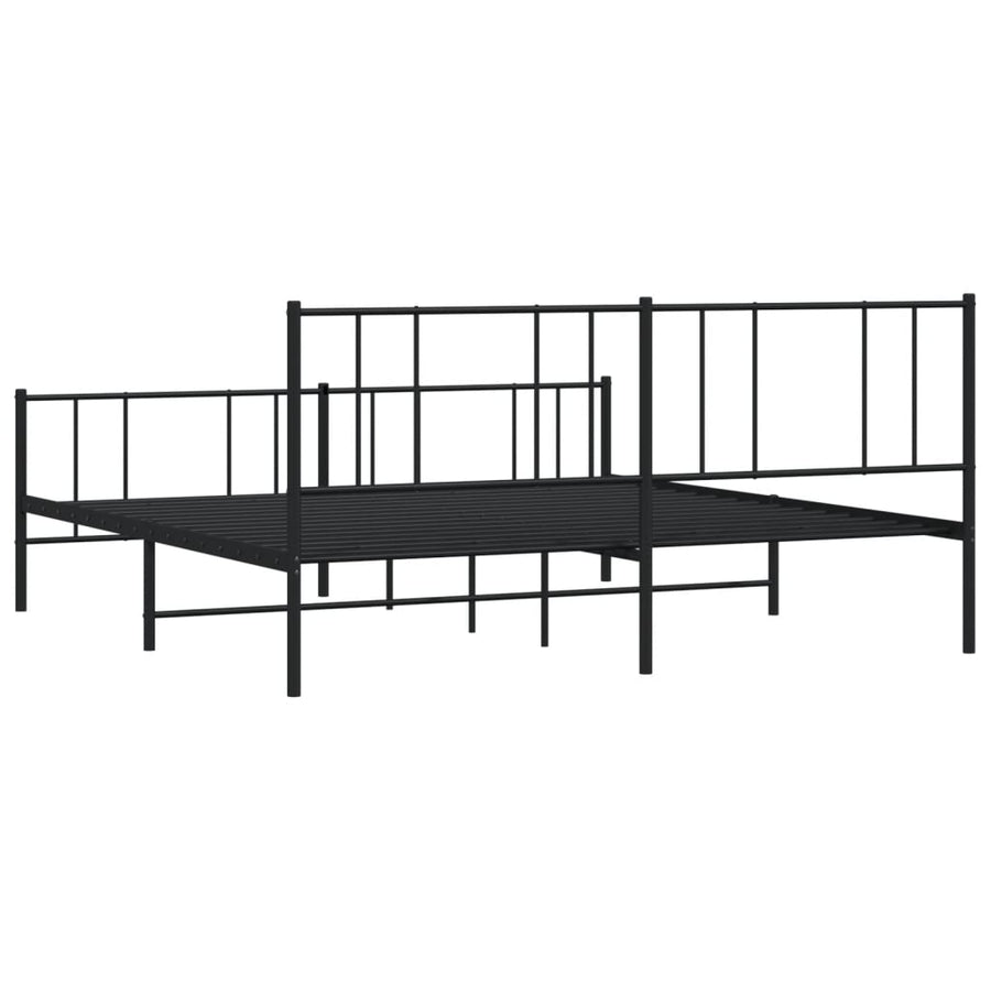 Bedframe Met Hoofd- En Voeteneinde Metaal 183 x 213 cm Zwart met hoofdbord & voetbord