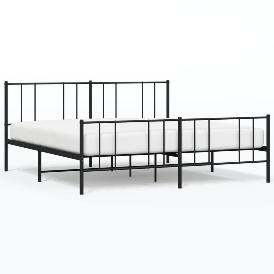 Bedframe Met Hoofd- En Voeteneinde Metaal 193 x 203 cm Zwart met hoofdbord & voetbord
