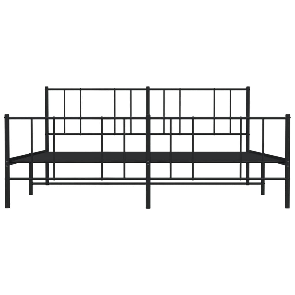 Bedframe Met Hoofd- En Voeteneinde Metaal 193 x 203 cm Zwart met hoofdbord & voetbord