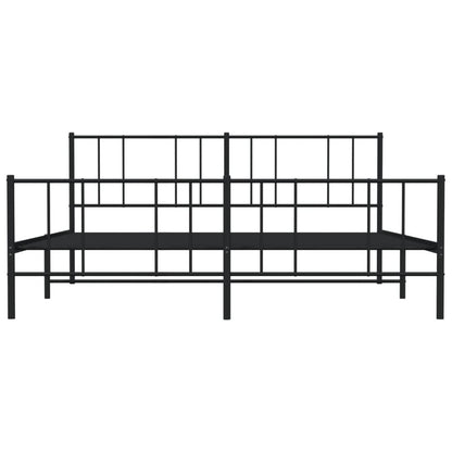 Bedframe Met Hoofd- En Voeteneinde Metaal 193 x 203 cm Zwart met hoofdbord & voetbord