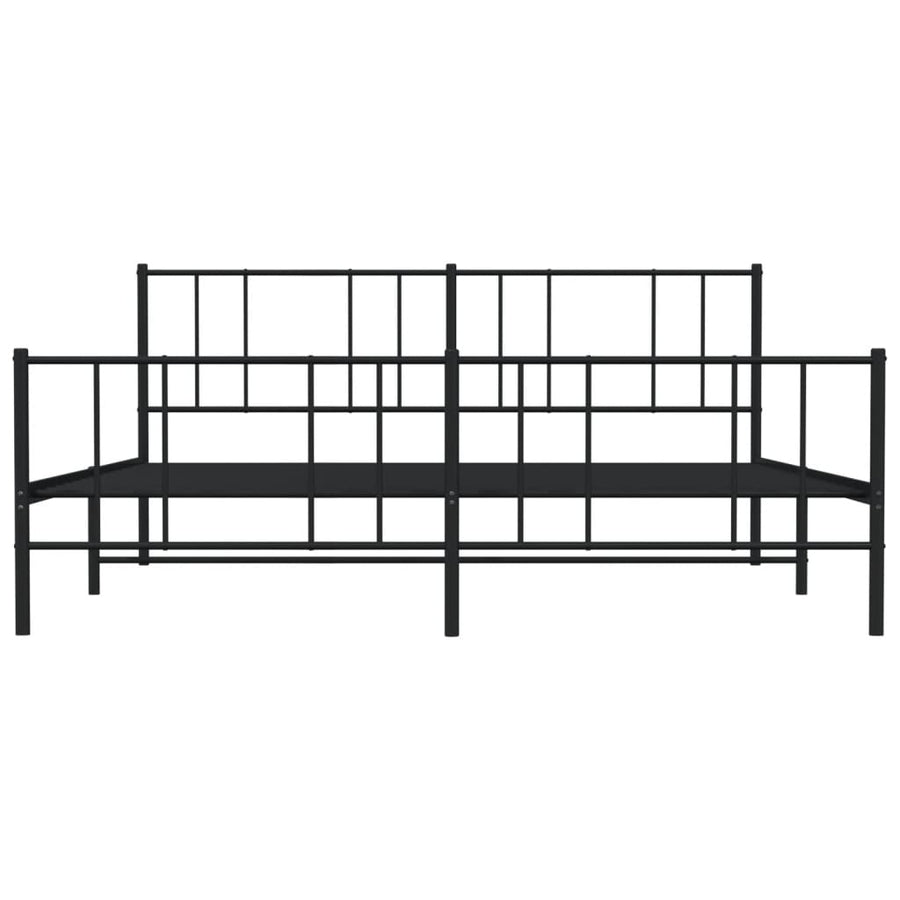 Bedframe Met Hoofd- En Voeteneinde Metaal 193 x 203 cm Zwart met hoofdbord & voetbord