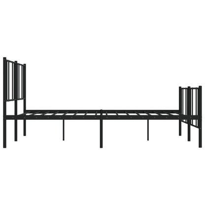 Bedframe Met Hoofd- En Voeteneinde Metaal 193 x 203 cm Zwart met hoofdbord & voetbord