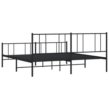 Bedframe Met Hoofd- En Voeteneinde Metaal 193 x 203 cm Zwart met hoofdbord & voetbord