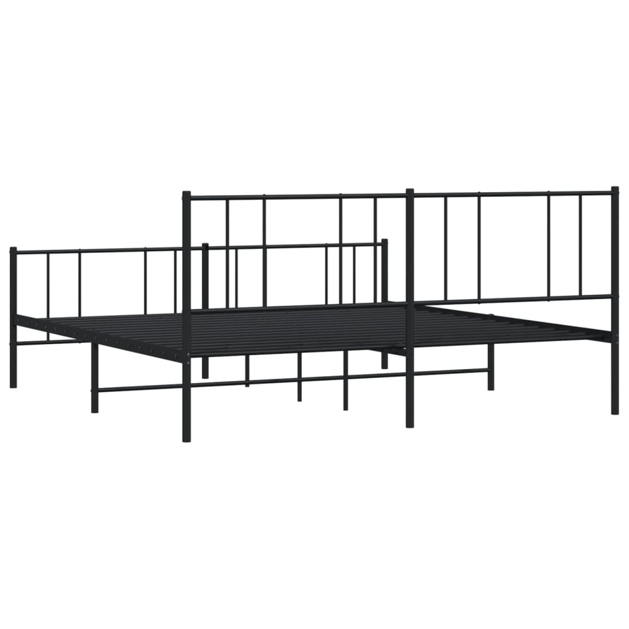 Bedframe Met Hoofd- En Voeteneinde Metaal 193 x 203 cm Zwart met hoofdbord & voetbord