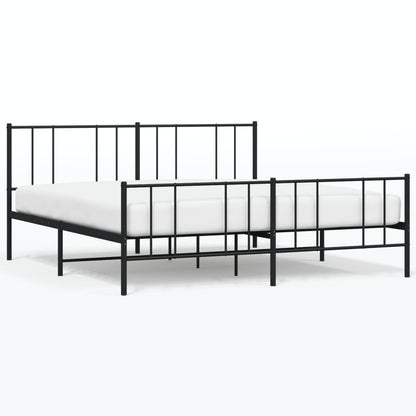Bedframe Met Hoofd- En Voeteneinde Metaal 200 x 200 cm Zwart met hoofdbord & voetbord