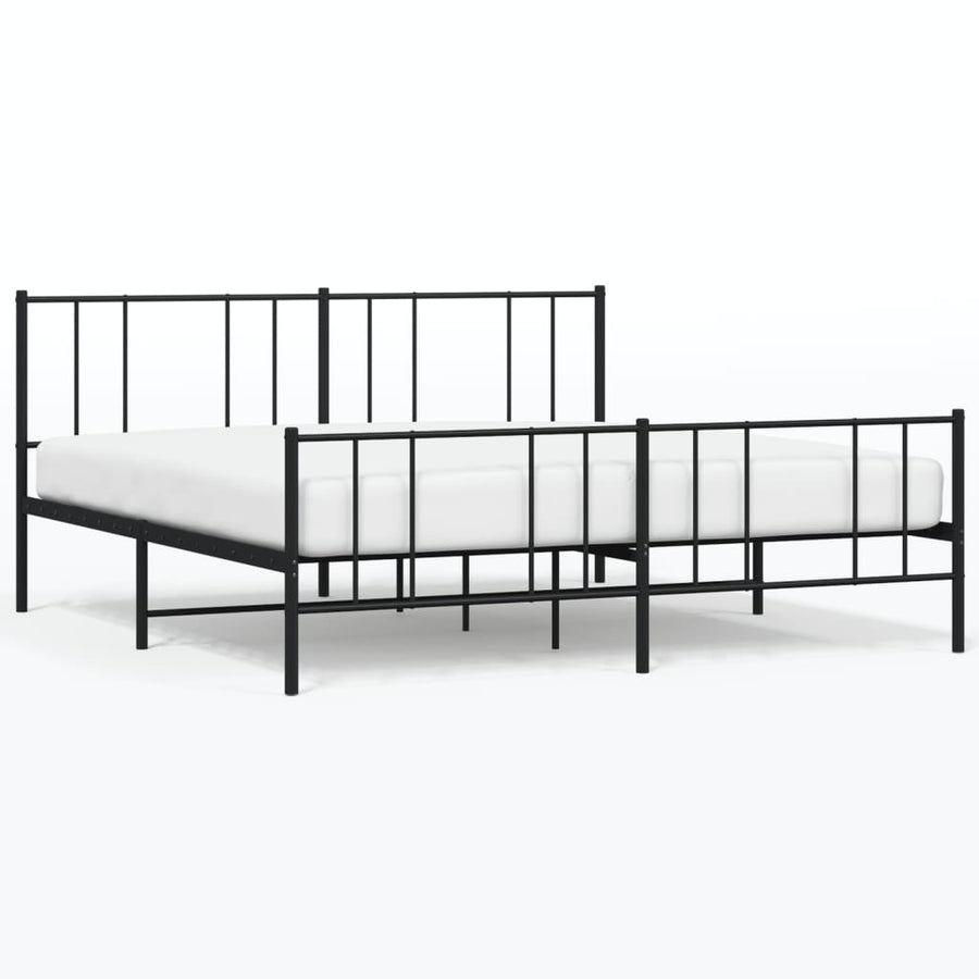 Bedframe Met Hoofd- En Voeteneinde Metaal 200 x 200 cm Zwart met hoofdbord & voetbord