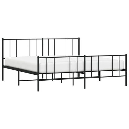 Bedframe Met Hoofd- En Voeteneinde Metaal 200 x 200 cm Zwart met hoofdbord & voetbord